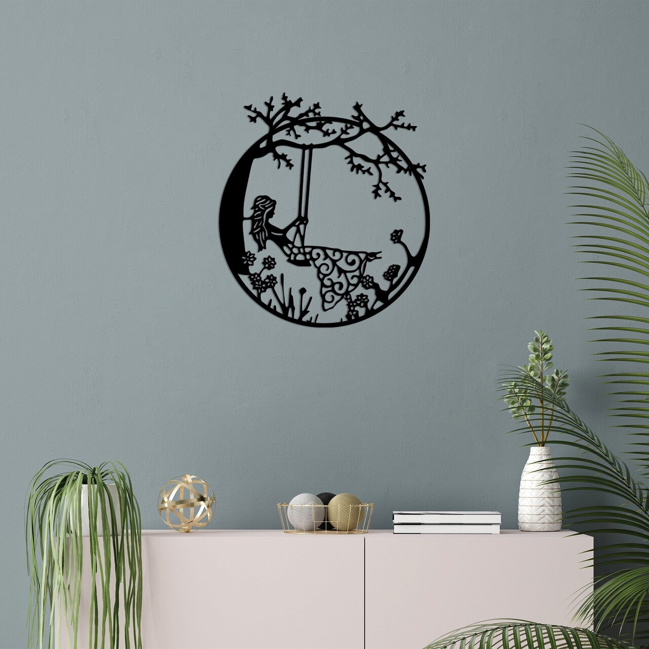 Decoratiune de perete, Swıng Woman, Dimensiune: 50 x 56 cm, Negru - imagine 6